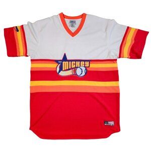 Disneyland Resort Team Mickey Baseball Jersey XL Polyester Orange & White